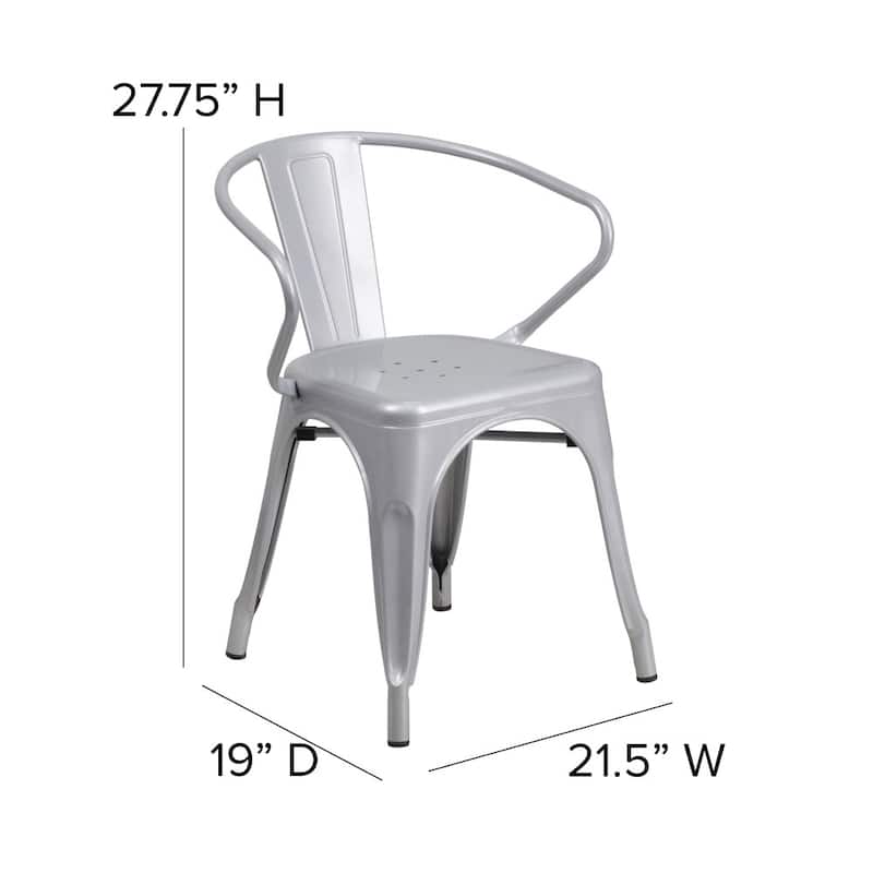 4 Pack Metal Indoor-Outdoor Chair with Arms