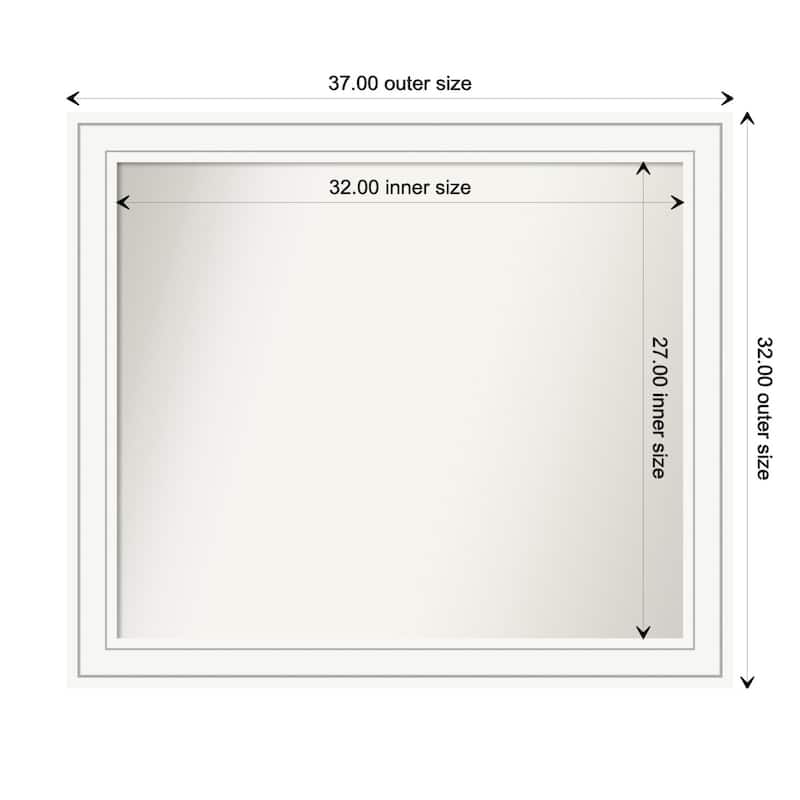 Craftsman White Framed Non-Beveled Custom Wall Mirror, Bathroom Vanity Mirror - Outer Size: 37 x 32