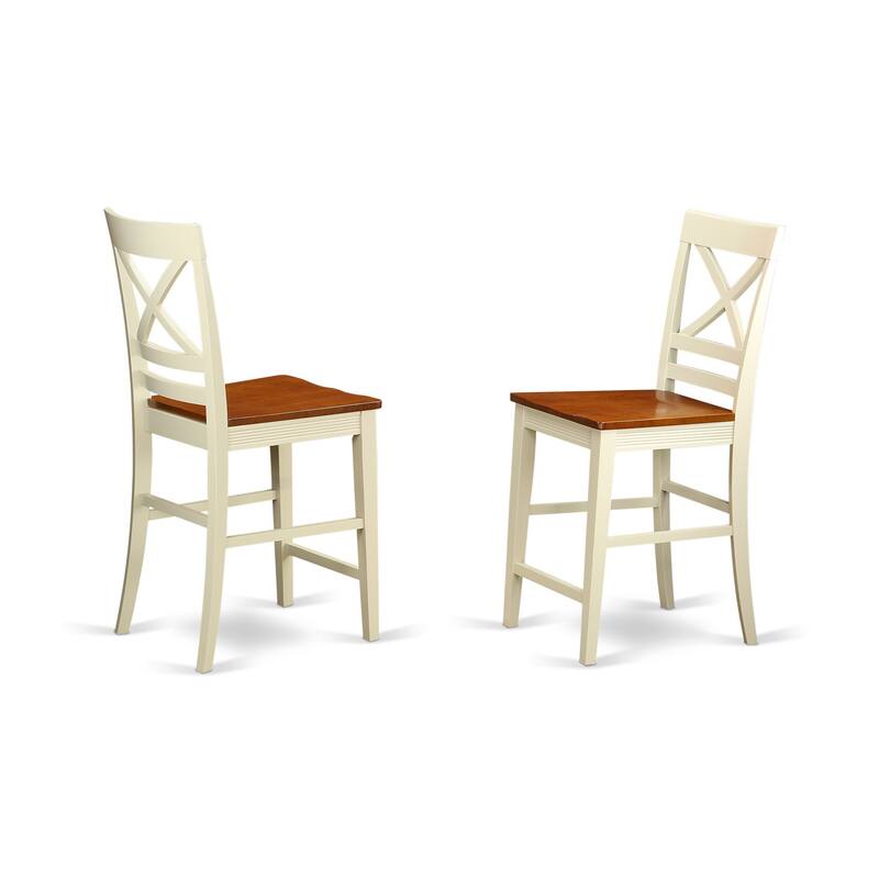 HomeStock 3-Piece Buttermilk and Cherry Finish Solid Wood Top Counter Height Dining Table Set