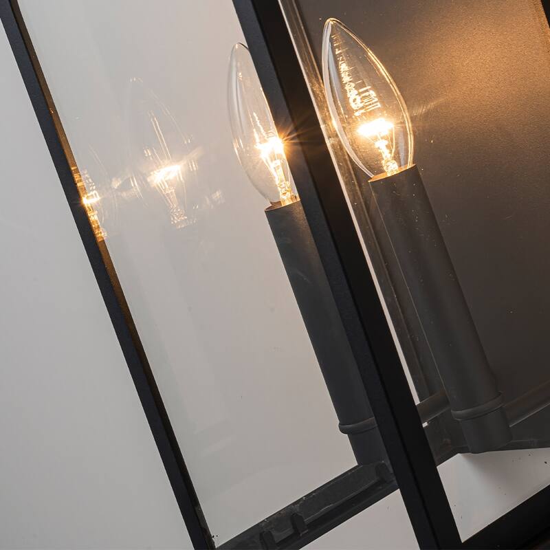 CraftHome Outdoor Wall Lantern Large Black Wall Light with Clear Tempered Glass for Front Door, Garage & Entryway - W8''