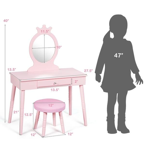 Buster vanity set with mirror. kids vanity makeup table and chair set