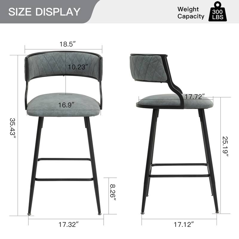 26'' Counter Height Bar Stools Corduroy Kitchen Island Counter Bar Stool With Back