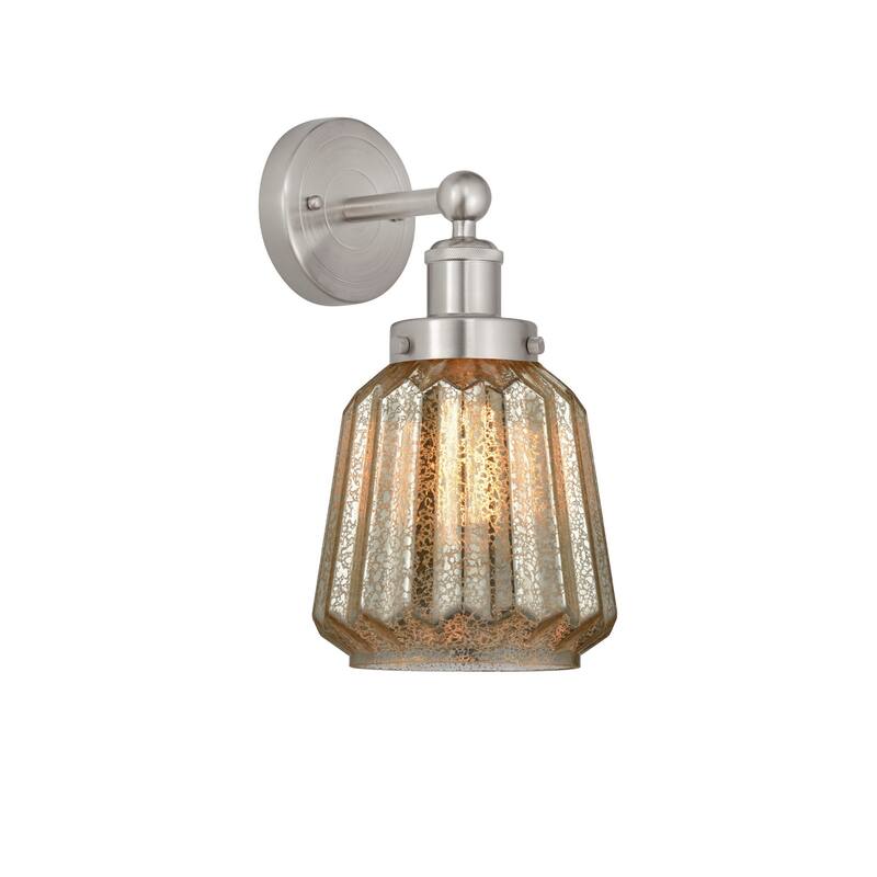Innovations Lighting 616-1W-10-7 Chatham Sconce Chatham 10" Tall Wall - Brushed Satin Nickel / Clear