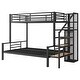 preview thumbnail 4 of 22, Stairway Twin over Full Size Bunk Bed with Open Wardrobe, Metal Bunk Bedframe with Storage Staircase and Guardrails