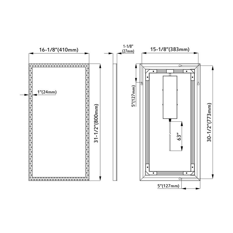 Buley LED Mirror - Rectangle 31" High