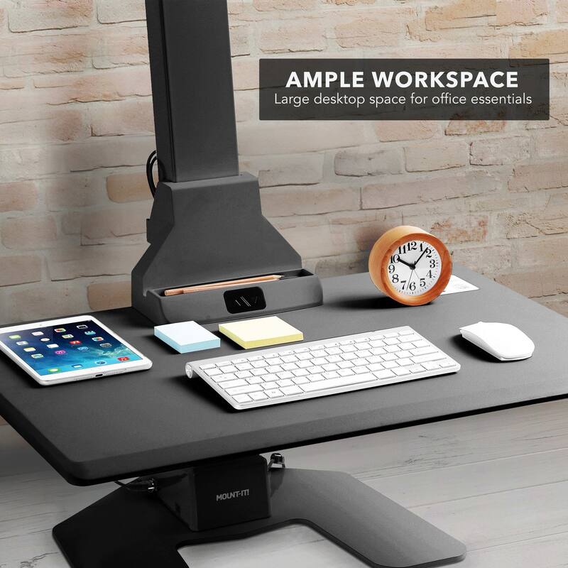 Mount-It! Standing Desk Sit-Stand Desk Converter Motorized Tabletop Sit Stand Desk with Monitor Mount -