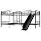 preview thumbnail 11 of 9, Black Twin Size L-Shaped Bunk Bed with Slide & Ladder, Space-Saving Design for 4, Perfect for Kids' Sleepovers and Guests
