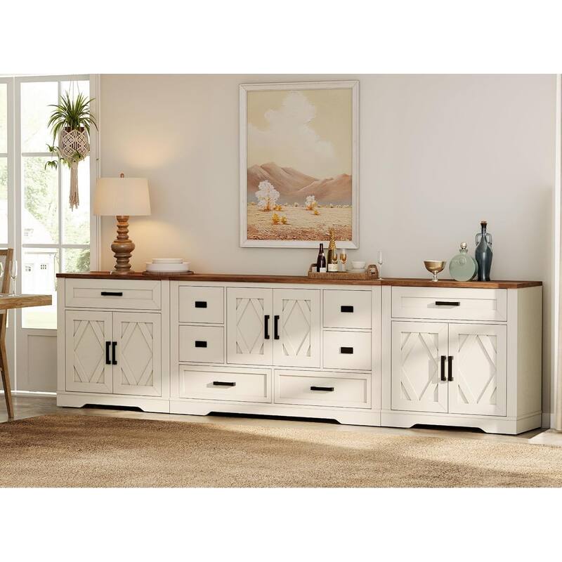 Large TV Stand,3/4-in-1 Farmhouse TV Console Table with Storage Barn Door Cabinet