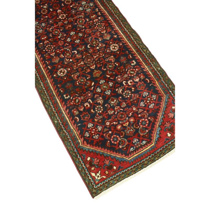 Fine Vintage Distressed Alice Navy/Red Runner - 2'7" x 10'11"