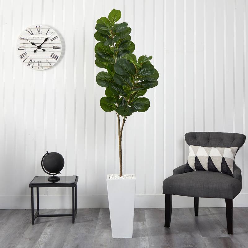 6' Fiddle leaf Fig Artificial Tree in Tall White Planter - 20"