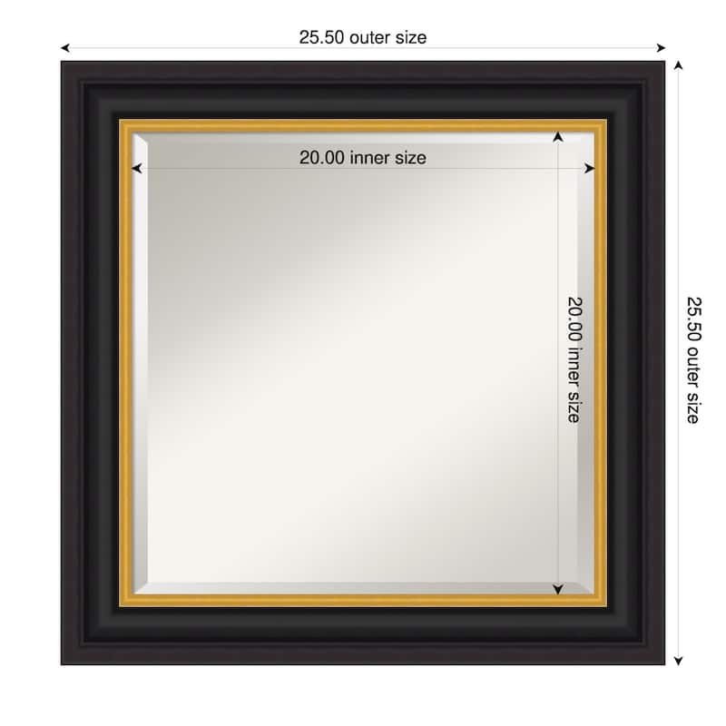 Sierra Beveled Wood Framed Wall Mirror - 26 x 26 in - Sierra Black Brown