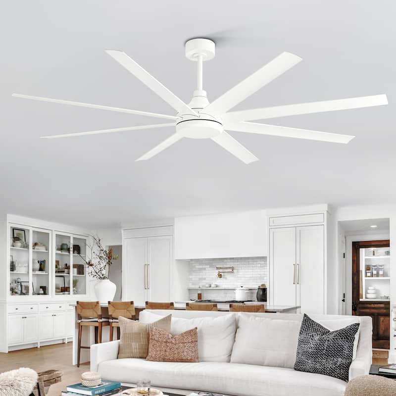 65/72/84-In Black/White Industrial Ceiling Fan with Remote without Light(8-Blade)