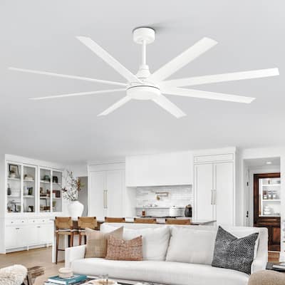 72 Inch Black/White 8-Blade Ceiling Fan with Remote without Light