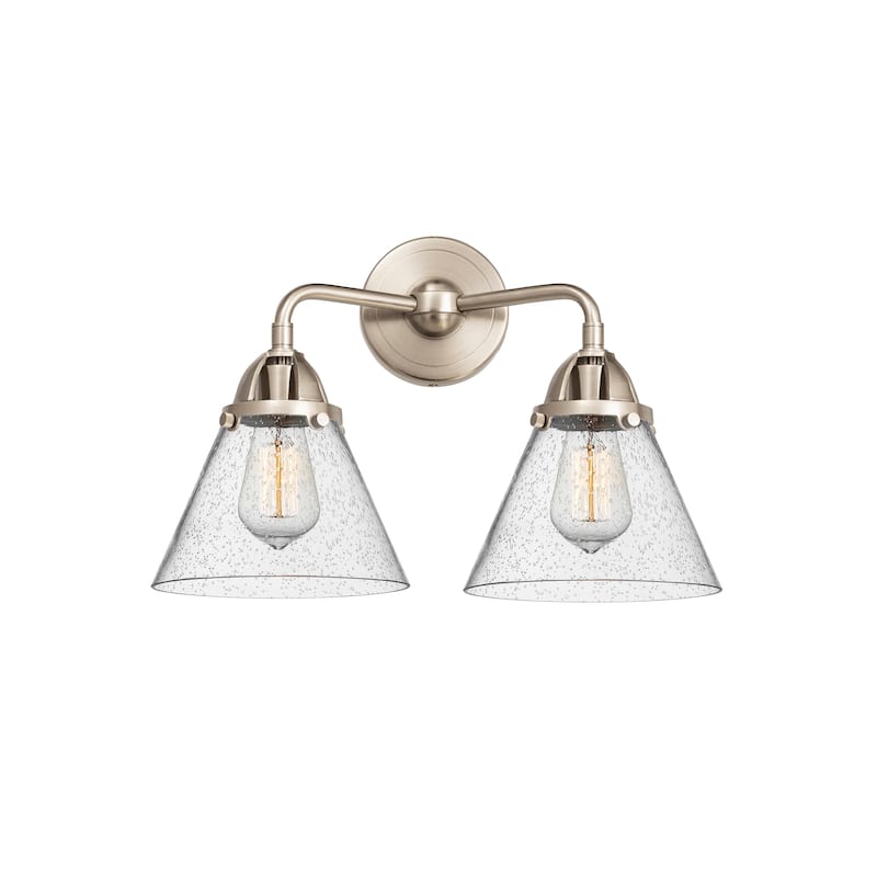 Innovations Lighting Nouveau 2 Cone - 2 Light 16" Bath Vanity Light - Seedy/Brushed Satin Nickel