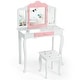 preview thumbnail 4 of 18, Gymax Kids Vanity Princess Makeup Dressing Table Chair Set W/ - See Details White