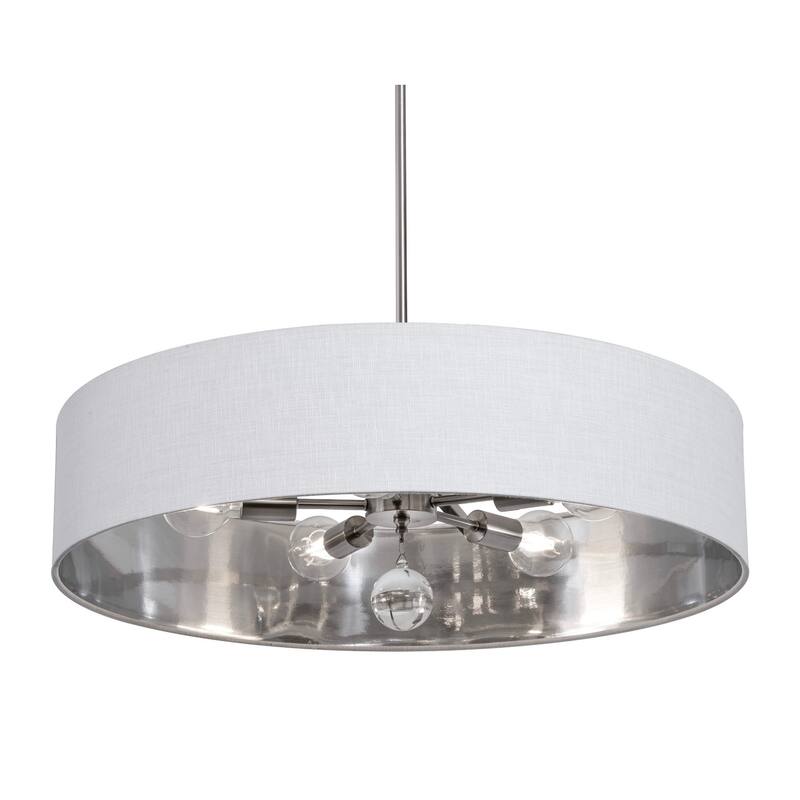 AFX CLNP30MB Pendant 5 Light 30" Wide Crystal Pendant with Fabric - Satin Nickel / White / Silver