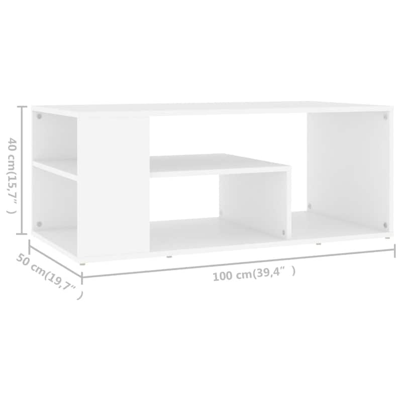 vidaXL Coffee Table White 39.4"x19.7"x15.7" Chipboard