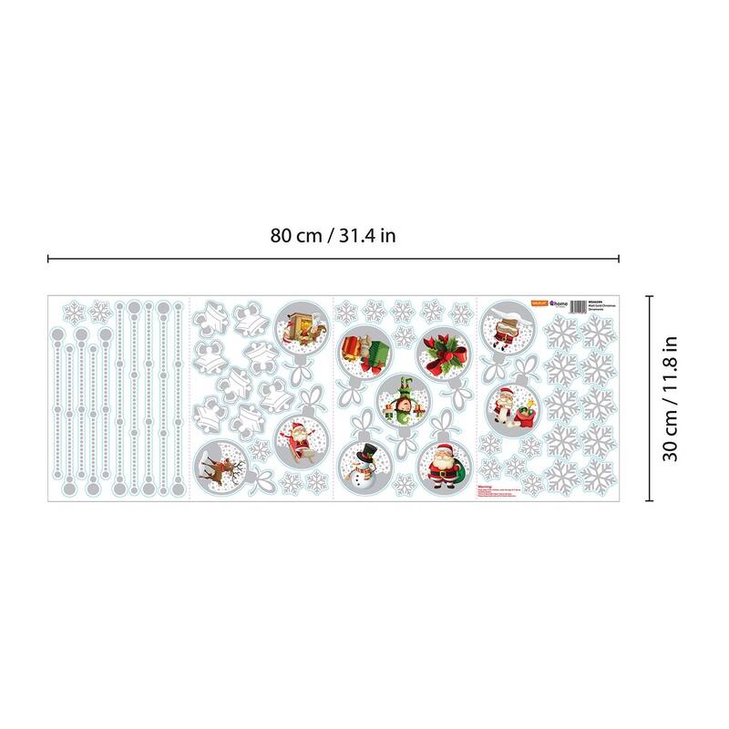 WALPLUS Matt Silver Christmas Ornaments Window Clings Window Decoration Double Sided Reusable Removable Electrostatics PVC