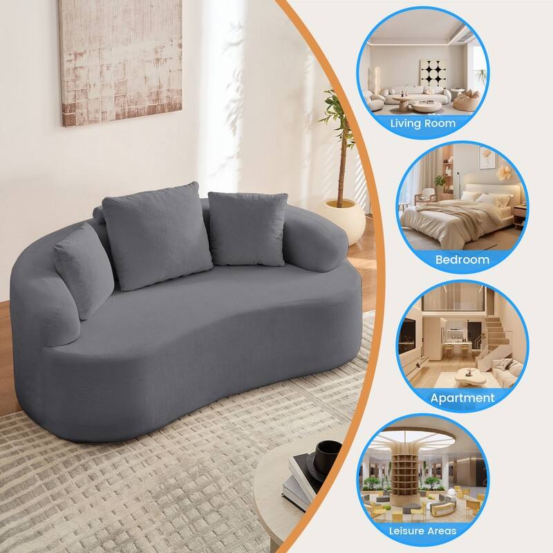 Mixoy Compact Loveseat Sofa with Chenille Upholstery,No Assembly Curved Couch for Small Spaces,Apartment