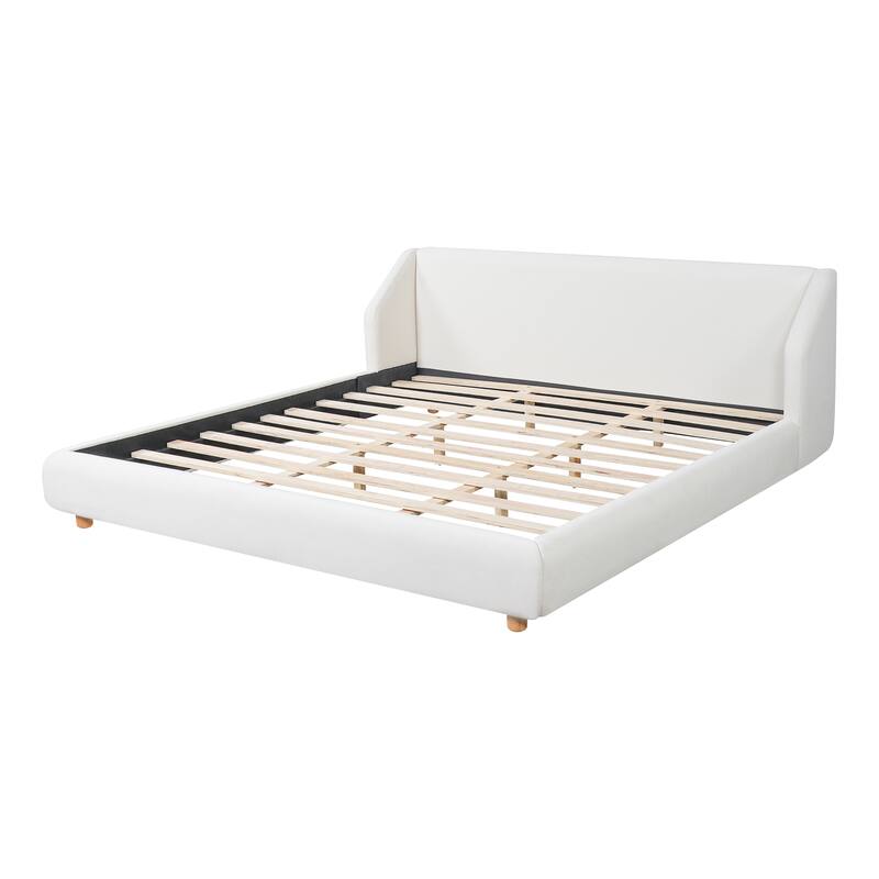 Christopher Knight Home - Arvilla Modern Boucle Upholstered Low Profile Platform Bed with Wingback Headboard & Wooden Slats