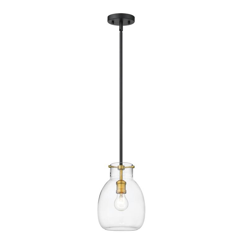 Bella 1 Light 8 inch Matte Black + Olde Brass Mini Pendant Light