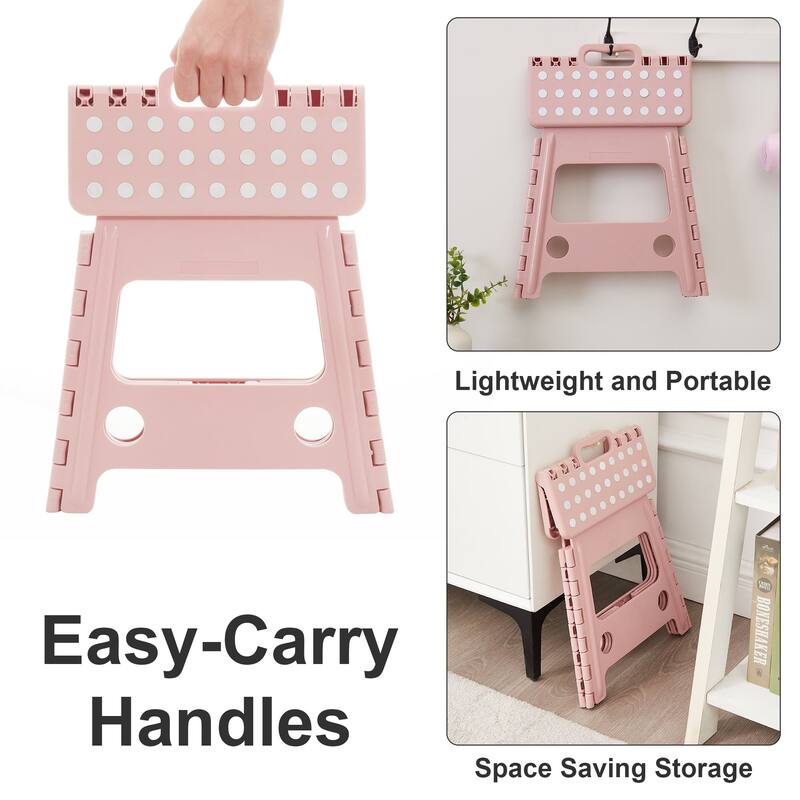 Javlergo 11/13 inch Folding Step Stool, Heavy Duty Plastic Foldable Step Stool for Kids and Adults