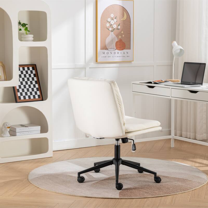 Adjustable Height Swivel Office Chair with Wide Cushioned Seat, Criss-Cross Base, and PU Leather Finish