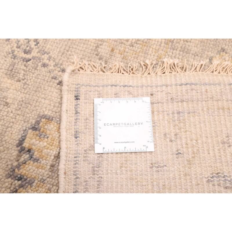 ECARPETGALLERY Hand-knotted Modern Oushak Light Grey Wool Rug - 4'0 x 5'8