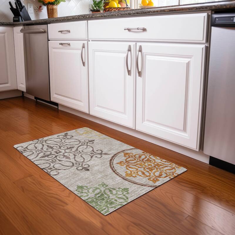 Premium Washable Super Soft Transitional Scroll Mayfield Rug - Taupe - 1'8" x 2'6"