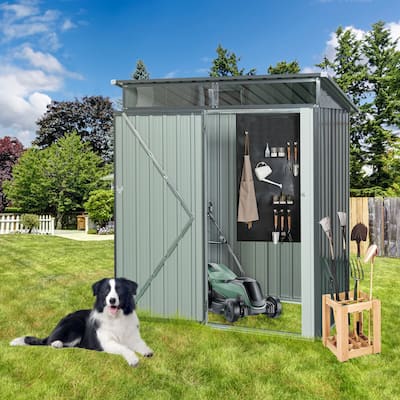 5ft x 3ft Outdoor Metal Storage Shed Transparent plate Gray