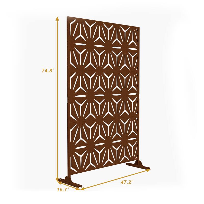 Outdoor Privacy Screen with Stand for Patio Garden Metal Fence