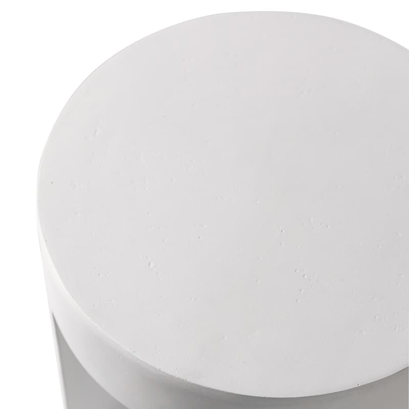 Nook Modern Sculptural 14" Round Japandi Organic Fiberstone Pedestal Side Table with Open Storage for Living Room or Bedside