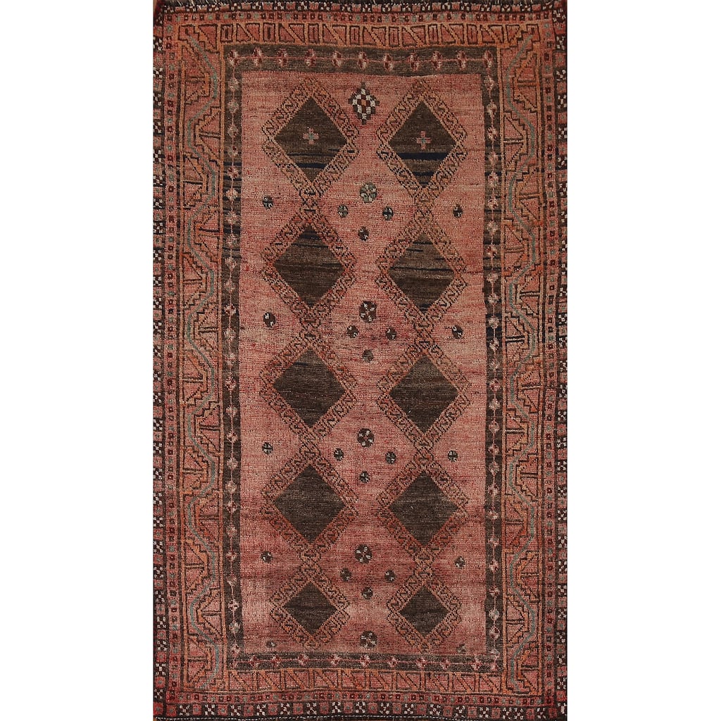 Vegetable Dye Tribal Lori Persian Vintage Rug Handmade Wool Carpet - 3'11"x 7'0"