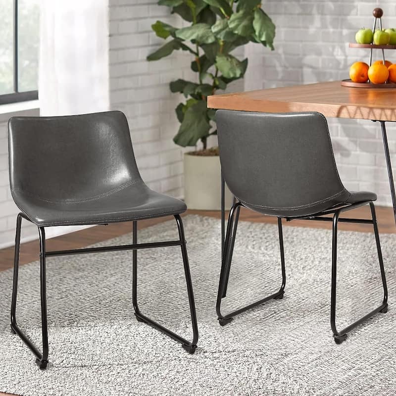 Bossin 18/26/30 inch Bar Stools,Counter Height Bar Stools with Back Modern PU Leather Stools Dining Chair with Footrest - Set of 2 - Grey - Short