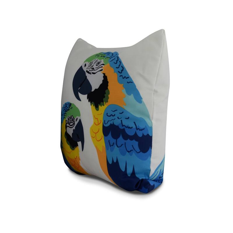 20 x 20 Inch Macaw Close Up Animal Print Outdoor Pillow
