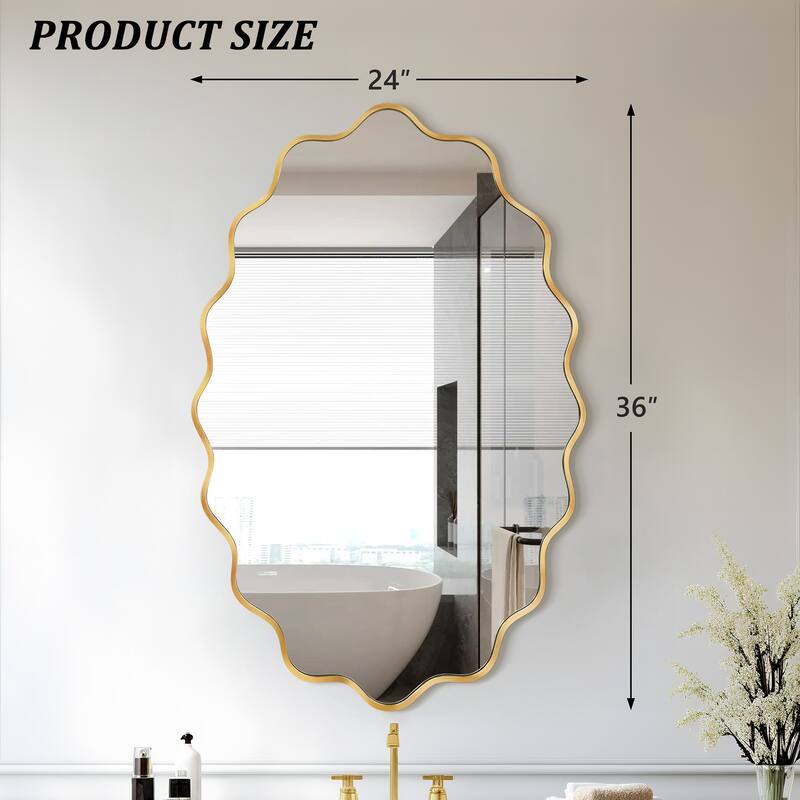 ALuminum Alloy Framed Wavy Oval Wall Mirror