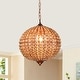 preview thumbnail 1 of 8, Swere 3-light 16-inch Wood Bead Globe Chandelier