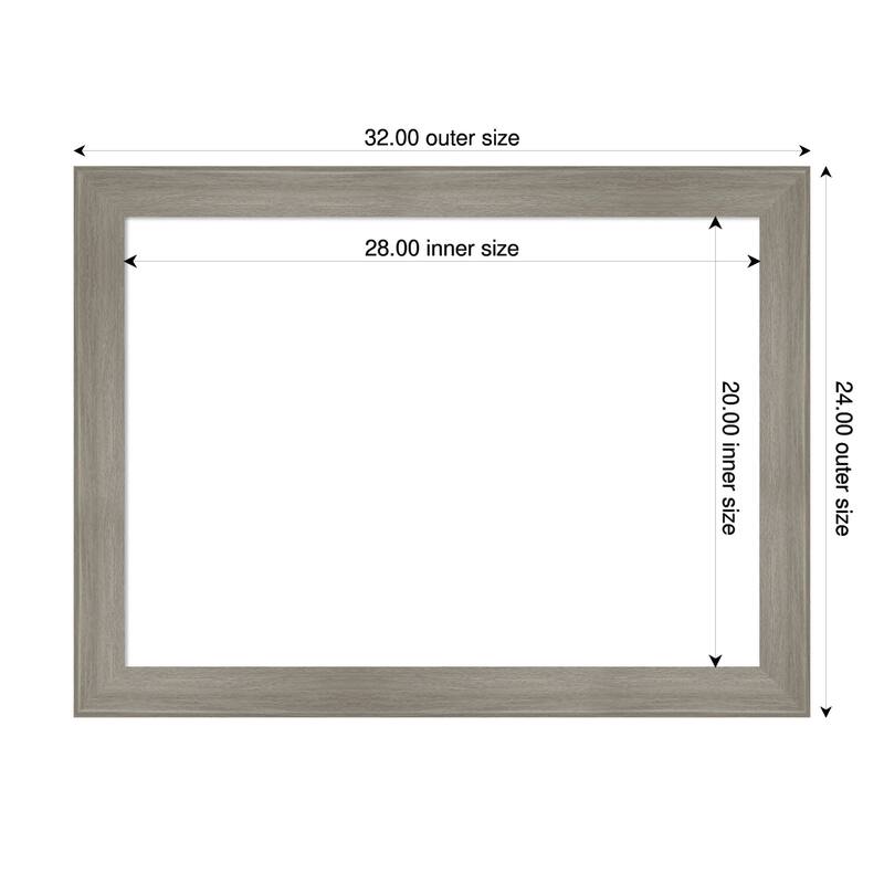 Grand Narrow Framed Dry Erase Magnetic Board - 32 x 24 in - Grand Greywash Narrow