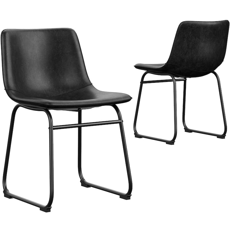 Bar Stools Faux Leather Counter Stools with Back Armless Dining Chairs (Set of 2)
