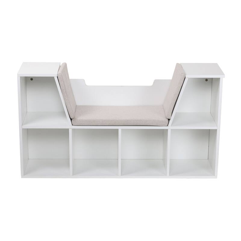 6-Cubby Kids Bedroom Storage Organizer White Cabinet Bookcase