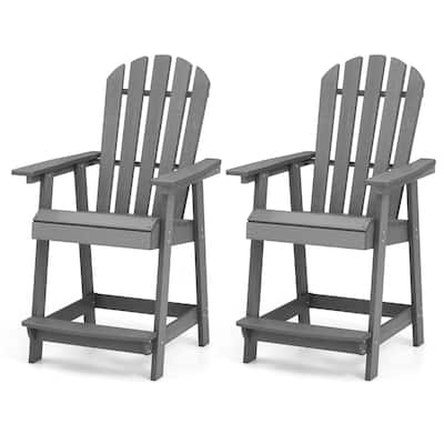 Gymax 2PCS Bar Stool HDPE Chair w/ Armrest Footrest Home Indoor
