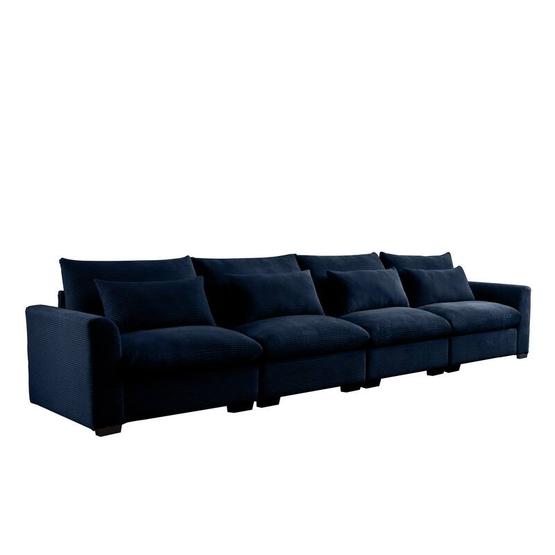 GDFStudio - Finnegan 4‑Seater Corduroy Sofa with 4 Waist Pillows