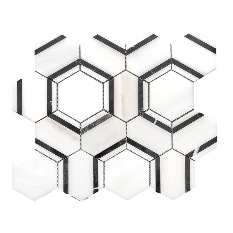 The Tile Life Pelta Orb 13x11 Hexagon Marble Floor, Wall & Backsplash Tile