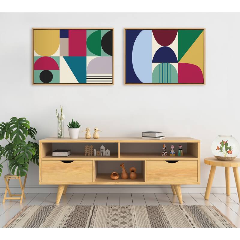 Kate and Laurel Sylvie MCM Pattern 10 11 Framed Canvas by Rachel Lee