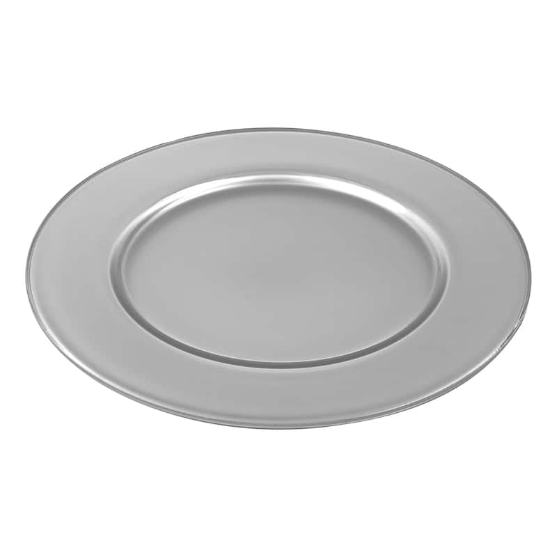 Majestic gifts Inc. Glass Charger-Plates - Silver-12.5" Diameter - Set/6 - 12.5"