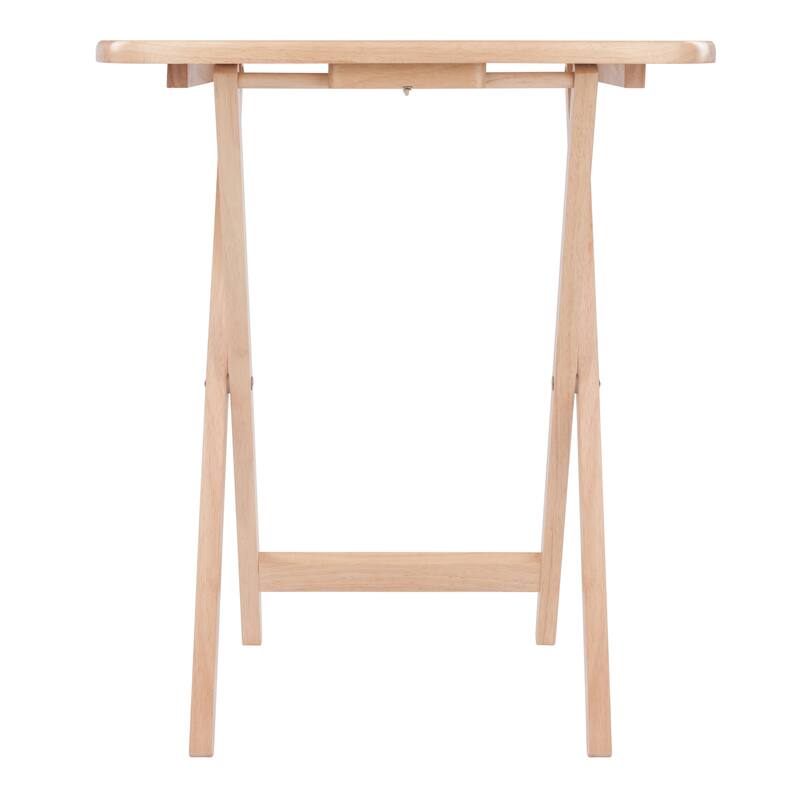 Lucca 5-Pc Snack Table Set wwith Storage Stand Natural Finish