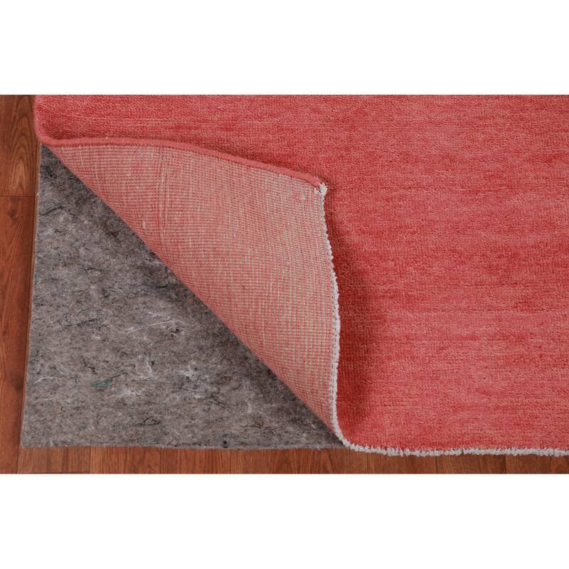 Hand Knotted Oriental 100% Wool Carpet Modern Solid Coral Gabbeh Area Rug - 8' 8'' X 6' 0''