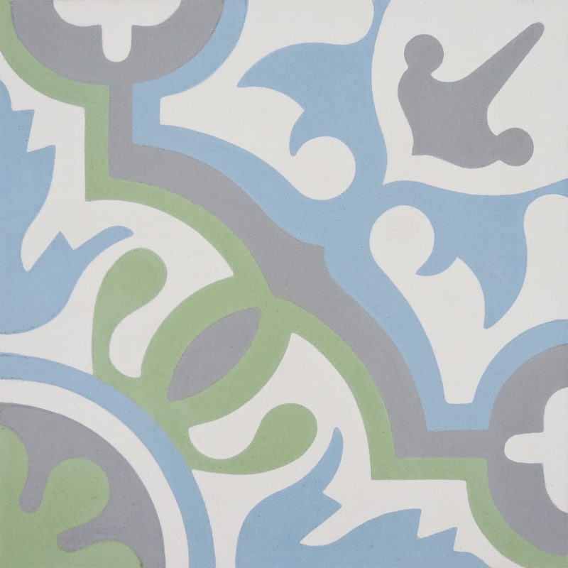 Handmade Baha in Blue, Green, Dark Grey Tile, Pack of 12 (Morocco)