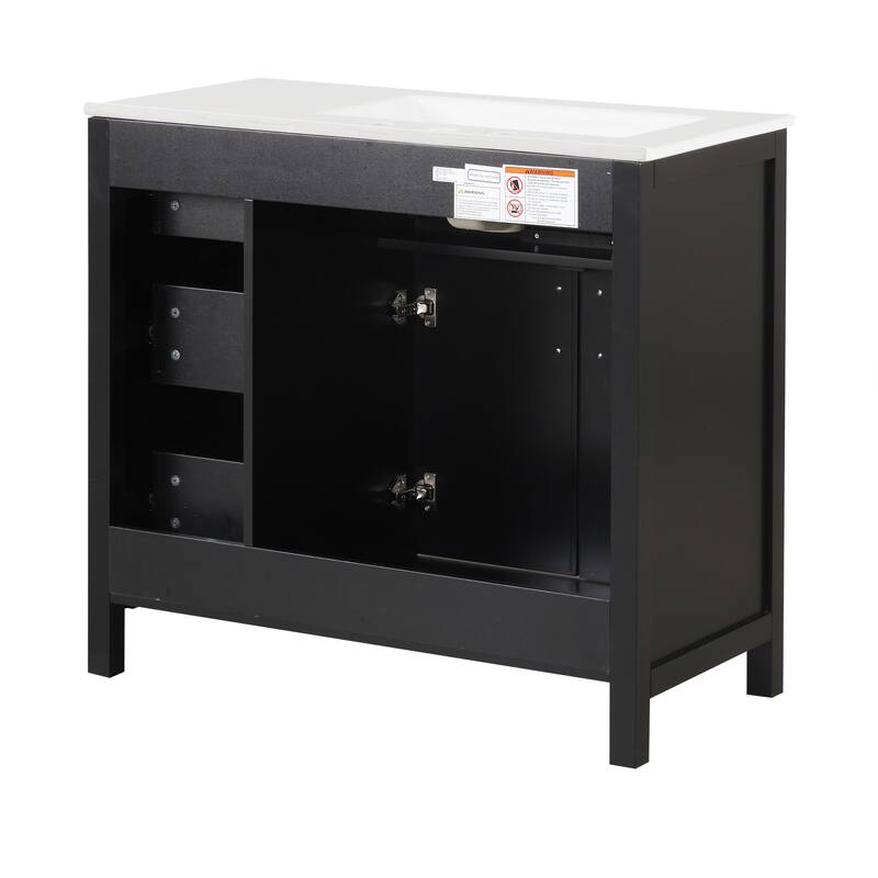 24 inch MDF Bathroom Vanity with Sink Top, Bathroom Vanity Cabinet with Two Doors and Three Drawers