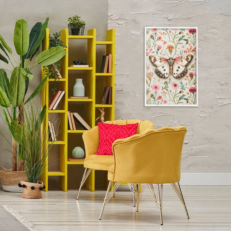 Stupell Botanical Butterfly on Florals Framed Giclee Art Design By The Dutch Lady